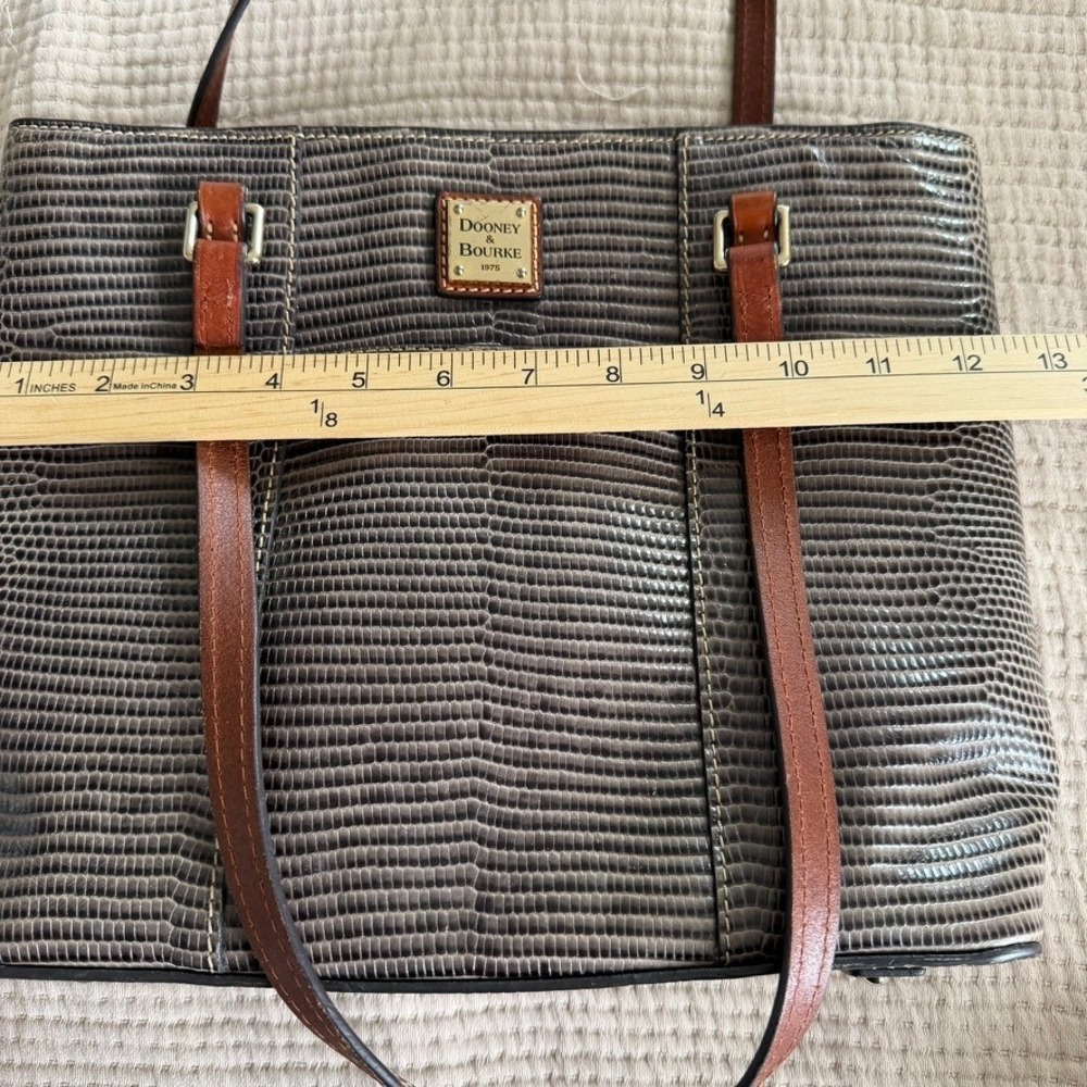 Dooney & Bourke Gray Lizard Embossed Tote Shoulder Bag Matching Wallet Set - Picture 11 of 16
